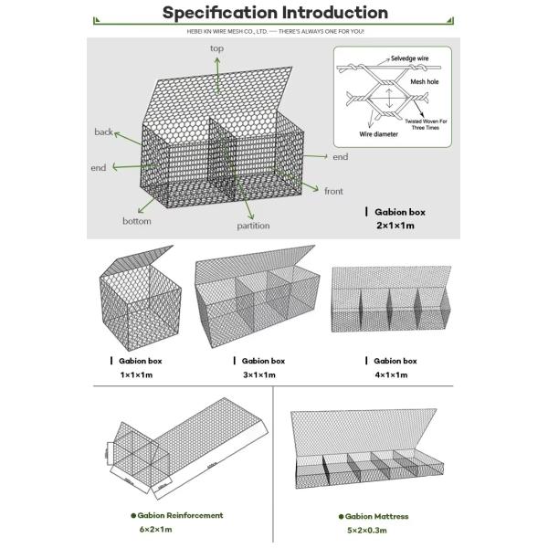 River Erosion Control Galvanized Rock Gabion Basket With 2*1*1m Made By 2.7mm Wire