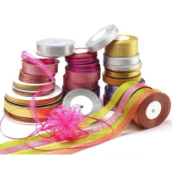 Gift Packaging Metallic Glitter Ribbon Multi Color Customized Width