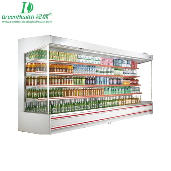 Quality Vegetable Multideck Chiller Fruit / Beverage Open Display Fridge For Supermarket With Spray for sale
