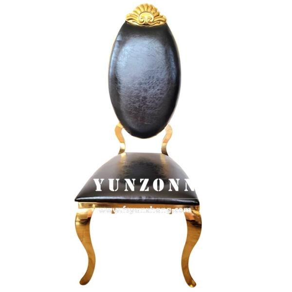 Luxury Hotel Restaurant Metal Chair Crown Design Golden Stainless Steel Royal Wedding Chair