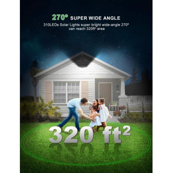 2200mAH 1.8W Waterproof Street Lamp 310LED Outdoor Solar Wall Light