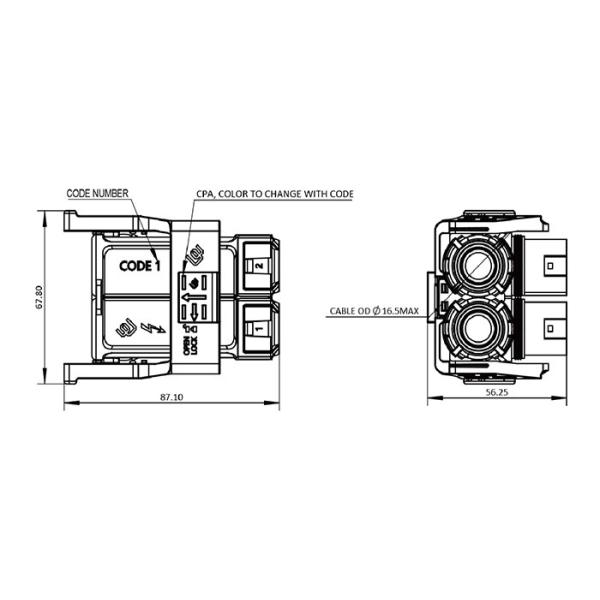 Two Pin Right Angle Waterproof Battery Connectors IEC Certification