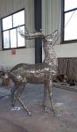 2020 China Stainless Steel Elk Wapiti Metal Sculptures For Garden Wall Art