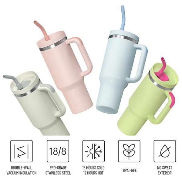 Wholesale Custom 40oz Stainless Steel Vacuum Bottles w/Handle | FDA-Approved, BPA-Free, Heavy-Duty