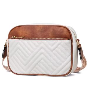 China HOT QUILTED EMBROIDERY CHECK COLOR MATCHING VINTAGE SHOULDER BAG ZIPPER STRAP CROSSBODY BAG PURSE SMALL SQUARE BAG on sale