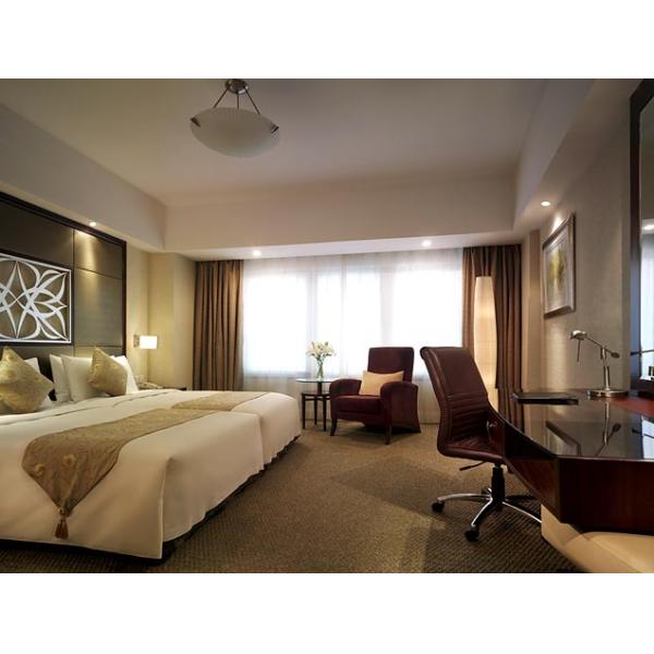 Modern High End King Size Hotel Bedroom Furniture With Modern Platform Bed With Fabric Chaise Lounge Ottoman