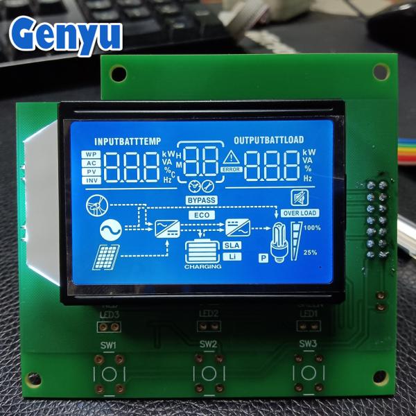 Quality LCD 7 Segment Display HTN White On Blue Chip On Board AIP31621 Driver For Inverter for sale