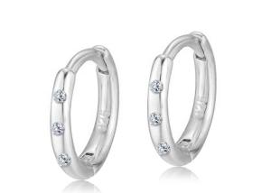 China 0.06ct Diamond Huggie Hoop Earrings 8mm 7mm 6mm size 1.3-1.5g Weight on sale