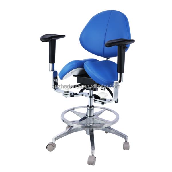 Ergonomic Split Saddle Seat Dentist Stool Luxury Micro Fiber Leather Dental Swivel Saddle Chair