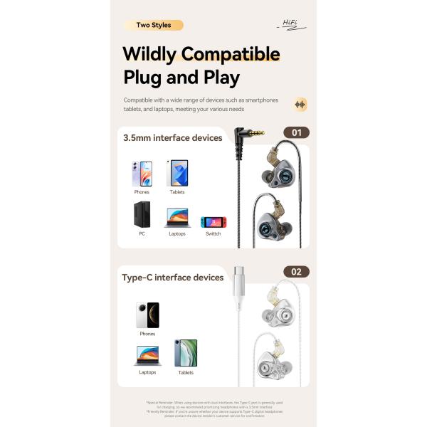 ESSAGER S25 Detachable In Ear Type C 3.5mm Gaming Wired Earphone With Mic