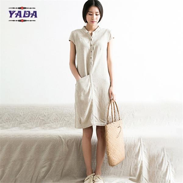 Plus size vestidos casuales linen elegant lady women autumn dress ladies ready made dresses with good quality