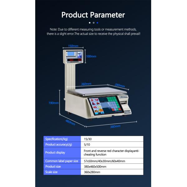 Maximum Range 30kg Intelligent Bar Code Table Scale SHW-TMF6 with 10/7 Inch Display