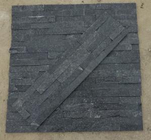 60x15cm Black Quartzite Stacked Stone Veneer Panels