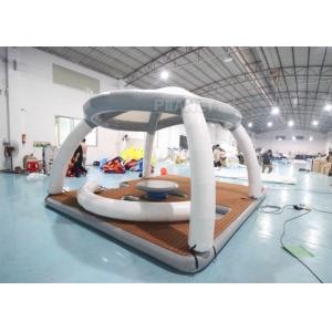 China Inflatable Water Floating Mat Island With Roof Tent Inflatable Aqua Banas Water Tent For Leisure Time on sale