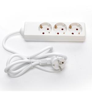 China Various Standards 3*0.75mm Power Cable Multi Plug Power Socket Extension 3 Way Universal Extension Cable 250V/16A White wholesale