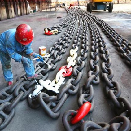 70mm Grade 3 High Strength Alloy Steel Spray Paint Stud Link Anchor Chain
