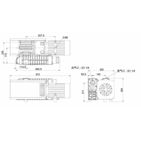 42kg Lightweight 40m3/H Rotary Vane Vacuum Pump For Noise-sensitive Environments