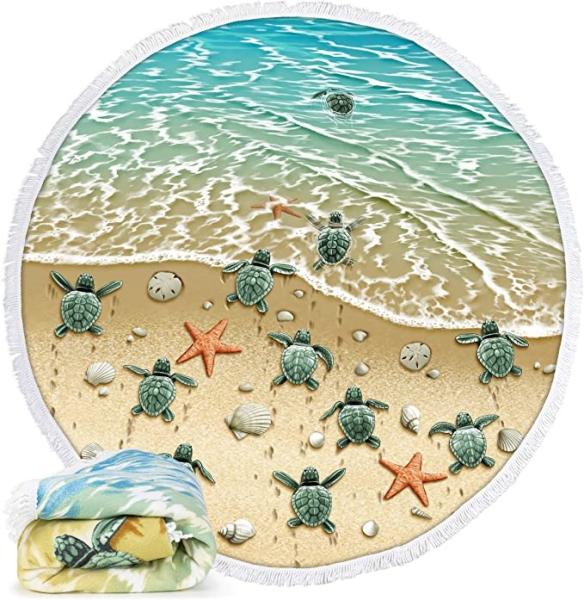 Quality 60" Round Beach Microfiber Towel , Large Microfibre Beach Towel for sale
