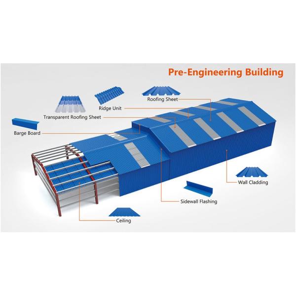 Steel Frame Metal Prefabricated Industrial Buildings With Metal Wall Cladding