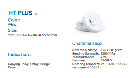 Flyin CAD CAM 18mm Zirconia Discs High Translucent HT 98mm WHITE Dental Consumable