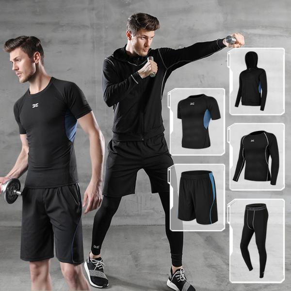 Casual Men&prime;s Fitness Sports Wear Shorts Quick Dry Tights Short Sleeve Training Sportswear