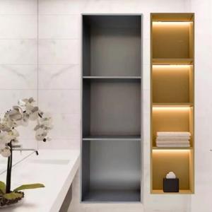 China Rectangular Stainless Steel Niche In Bathroom Wall With LED Light wholesale