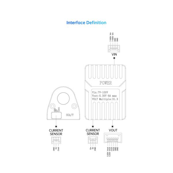 SIYI Power Module Aircraft Model High-precision Hall Ammeter 7-100V Voltage Measurement CNC Housing