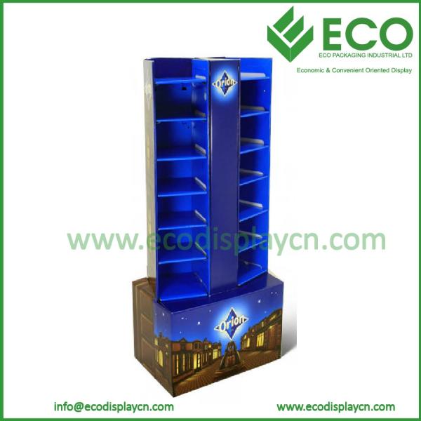Quality Easy Assemble Floding Cardboard Floor Display Shelves, Supermarket Floor Display Stands for sale