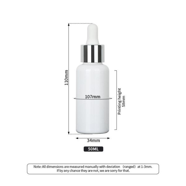 Silver Cosmetic Dropper Bottle 50ml For Essential Oil 34mm Diameter