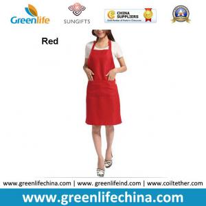 China Hot sale popular red color custom advertising apron for sales promotion cheap China price on sale