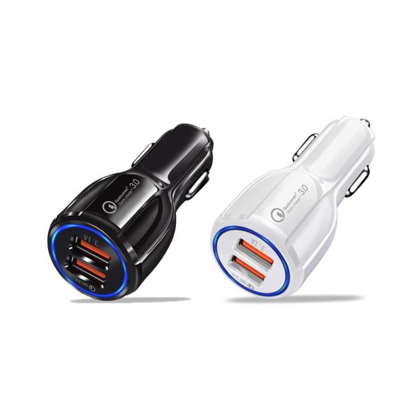 Quality Dual USB Car Charger Adapter QC3.0 30W 1.8A Fast Charging For Mobile Phone for sale