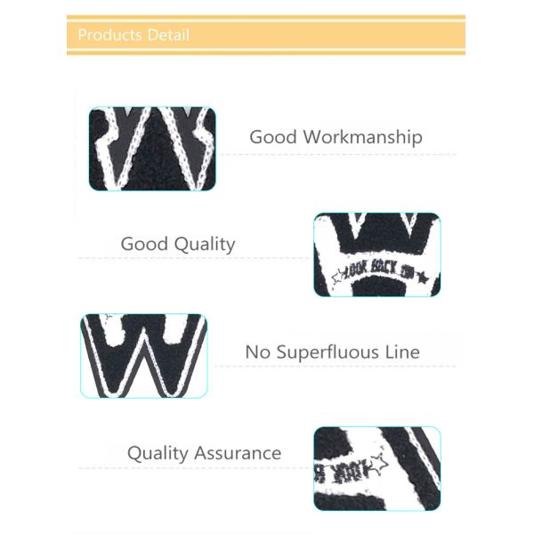 W Letter 3D DIY Chenille Patch , Small Iron On Patches Cutomized Shape