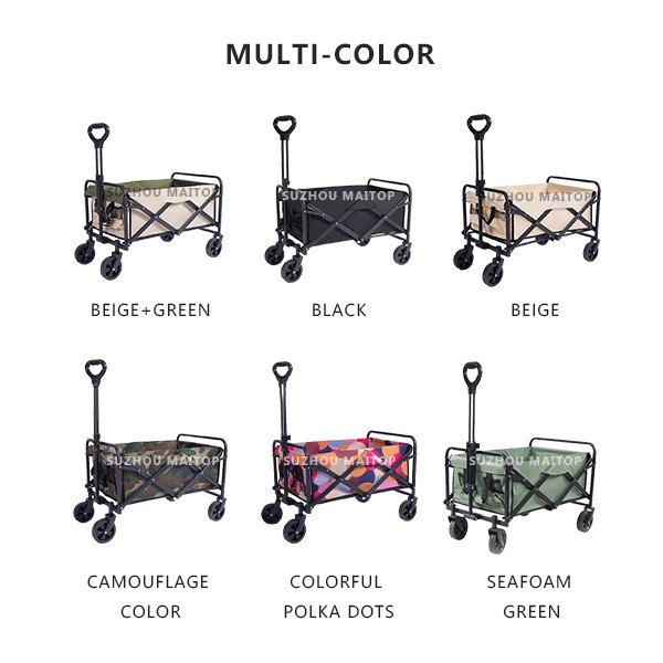 80L Folding Wagon Cart with 5" PVC Wheels and Adjustable Handle