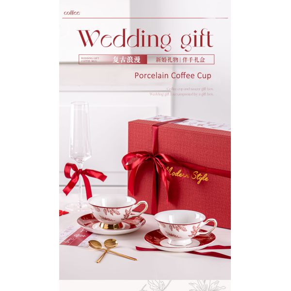 Vintage Design Style Luxury Porcelain Tea Cup And Saucer Set Sustainable Bone Gift