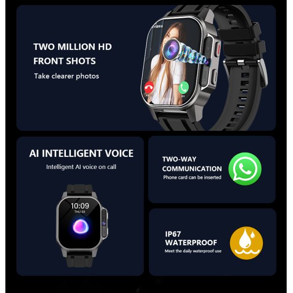 B22 4G Smart Watch 2.04 Inch AMOLED Screen 900mAh Battery