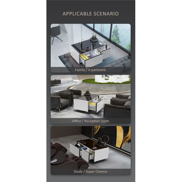 2024 Smart Coffee Table Mini Wireless Charging Dual Door Refrigerator for Living Room Furniture