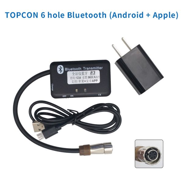Bluetooth Adapter for TOP CON Total Station 6 Pin 6 Hole with Charger and cable Android and iOS Systems