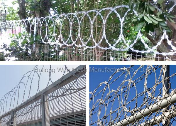 PVC Coated Concertina Wire Fence Green Color Galvanized