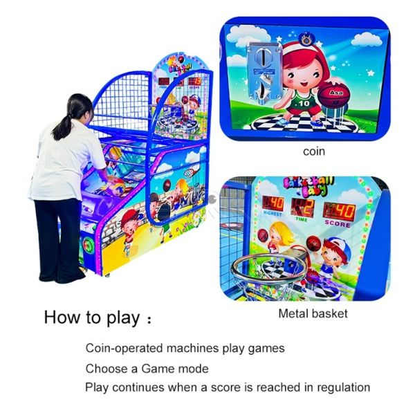 Coin Operated Basketball Game Machine Kids Amusement Street Basketball Game
