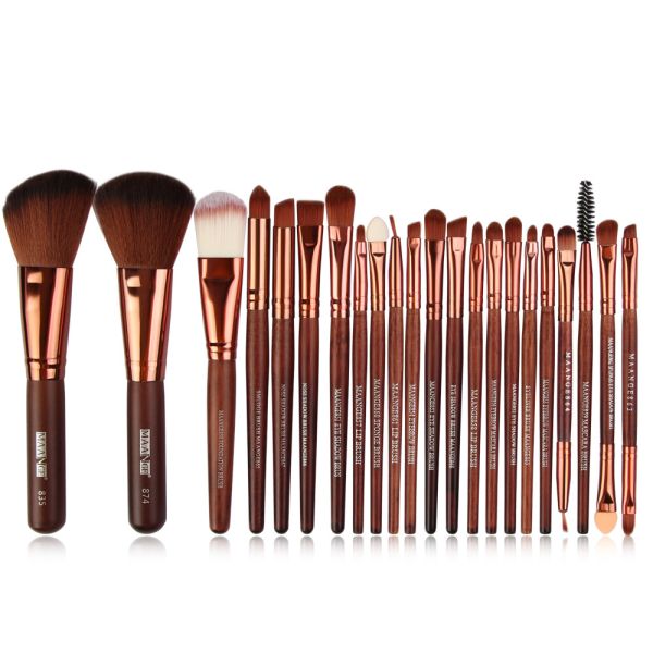 lWholesale 22 Pieces Brown Color Makeup Brushes Fan Brush Best Make up Brushes