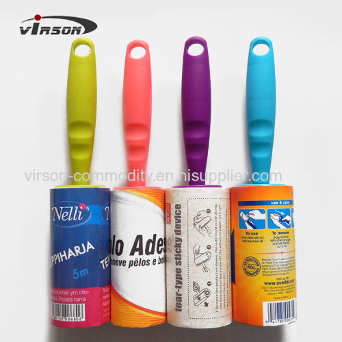 Colorful Handle Disposable Sticky Plastic Lint Roller For Cleaning Clothes Cleaning Pets Hair Cleaning Carpet