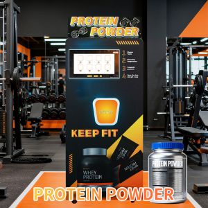 Protein Powder Vending Machine with Automatic Cup Dispensing Background Warning