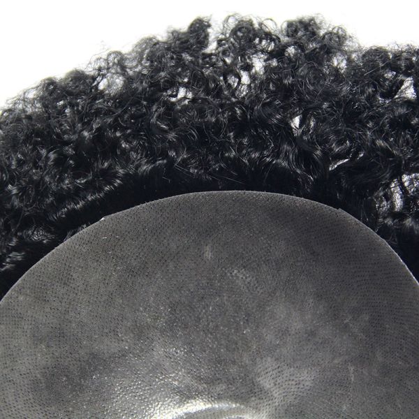 Poly skin man toupee afro wave men replacement Medium Density Hair Prosthesis for black men