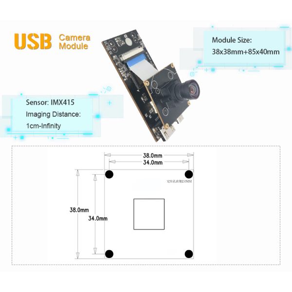 12MP High Resolution USB Zoom Camera Module With Sony IMX415 Sensor