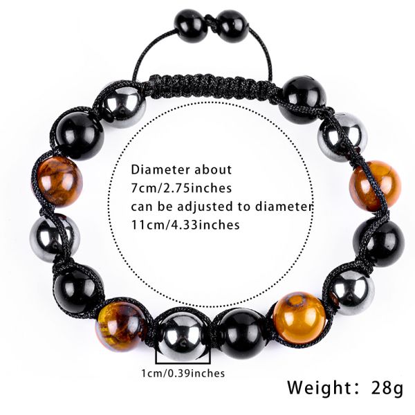 Adjustable Handmade Braided Rope Natural Triple Gemstones Beads Bracelet