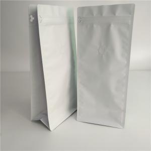 China Flat Bottom Bag Food Packaging Film Plain White Printing Top Filling With Air Valve on sale