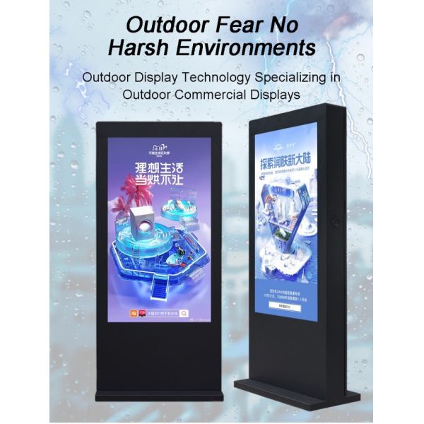 75 inch Full Screen Floor Standing Advertising Display Standing player with 4K Ultra HD Resolution and Aluminum Alloy Frame
