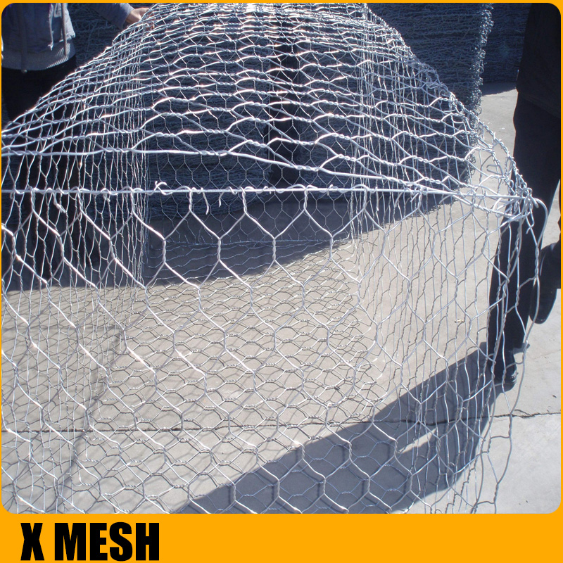 1 X 1 X 1 Meters Galvanized Gabion Box / Hexagonal Gabion Wire Mesh 50 X 50 Mm
