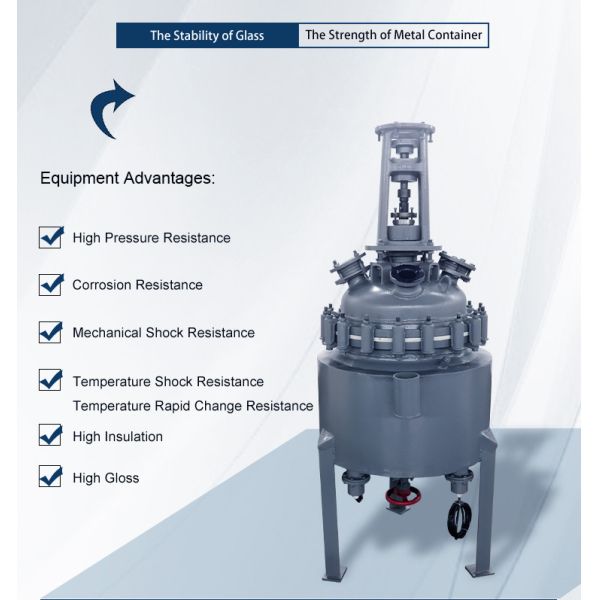 200L Lab Glass Reactor Chemical Enamel Reactor High Pressure Resistance