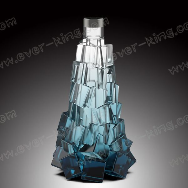 Ice Block Shaped 750ml Clear Flint Glass Bottles For Brandy